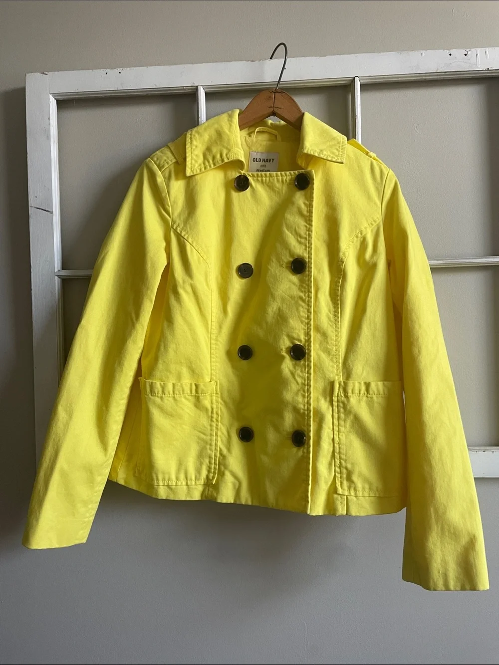 Old Navy Bright Yellow Double-Breasted Peacoat Jacket